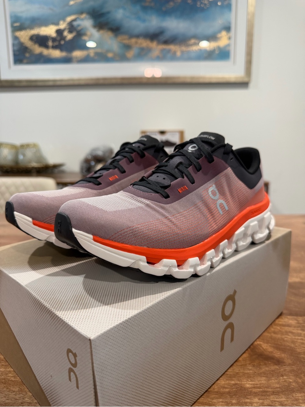 On Running Cloudflow 4 Quartz/Flame Sneakers- Size 7.5W/6M BNIB- MSRP 200$
